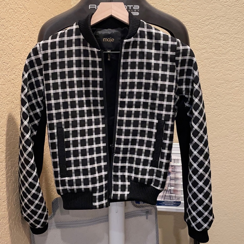 Maje black and white check jacket